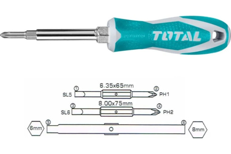 Купить Отвертка Total комб 6в1 THT2506076 фото №6