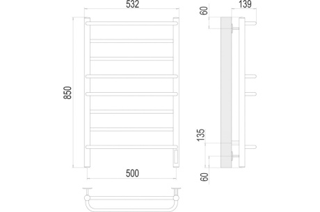 Купить Полотенцесушитель Terminus Евромикс П8 500x850 4670078531292 фото №3