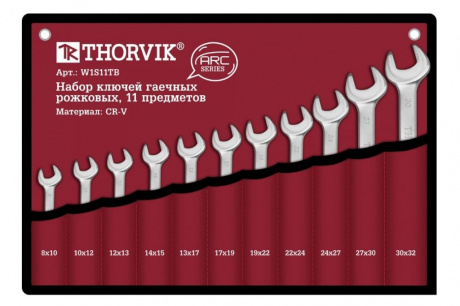 Купить Набор ключей THORVIK гаечных рожковых серии ARC в сумке, 8-32 мм, 11 предметов   W1S11TB фото №1