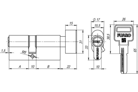 Купить Цилиндр "Fuaro" R602/70mm  30х10х30  РВ латунь 5кл вертушка  26133 фото №2